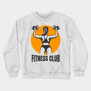 Fitness Club Emblem with Training Woman Crewneck Sweatshirt